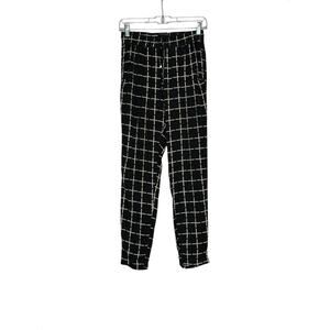 Cotton On black white check print pull on pants size Medium